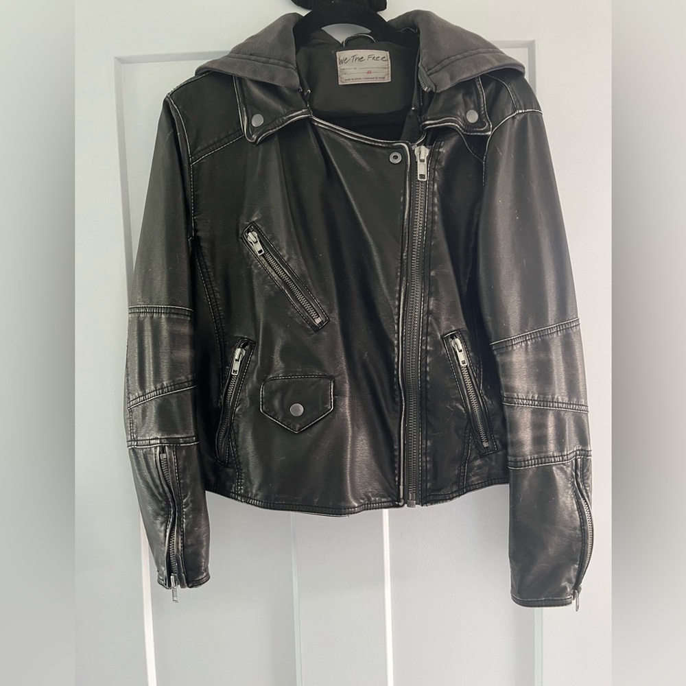 We The Free faux leather with sweatshirt hood